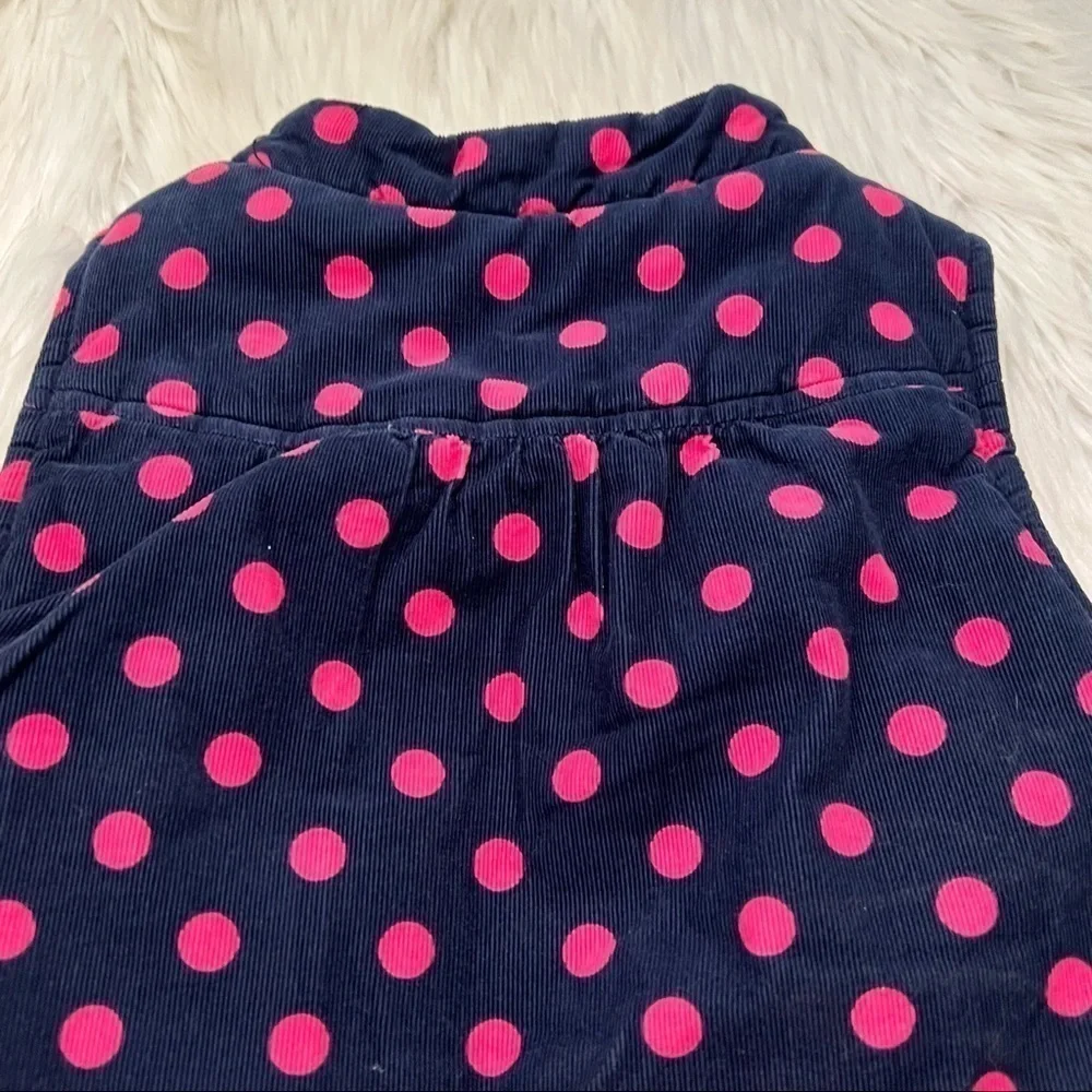 Carter's Baby Girls Sz 6 Months Sleeveless Vest Snap Up Navy Blue Pink Polka Dot